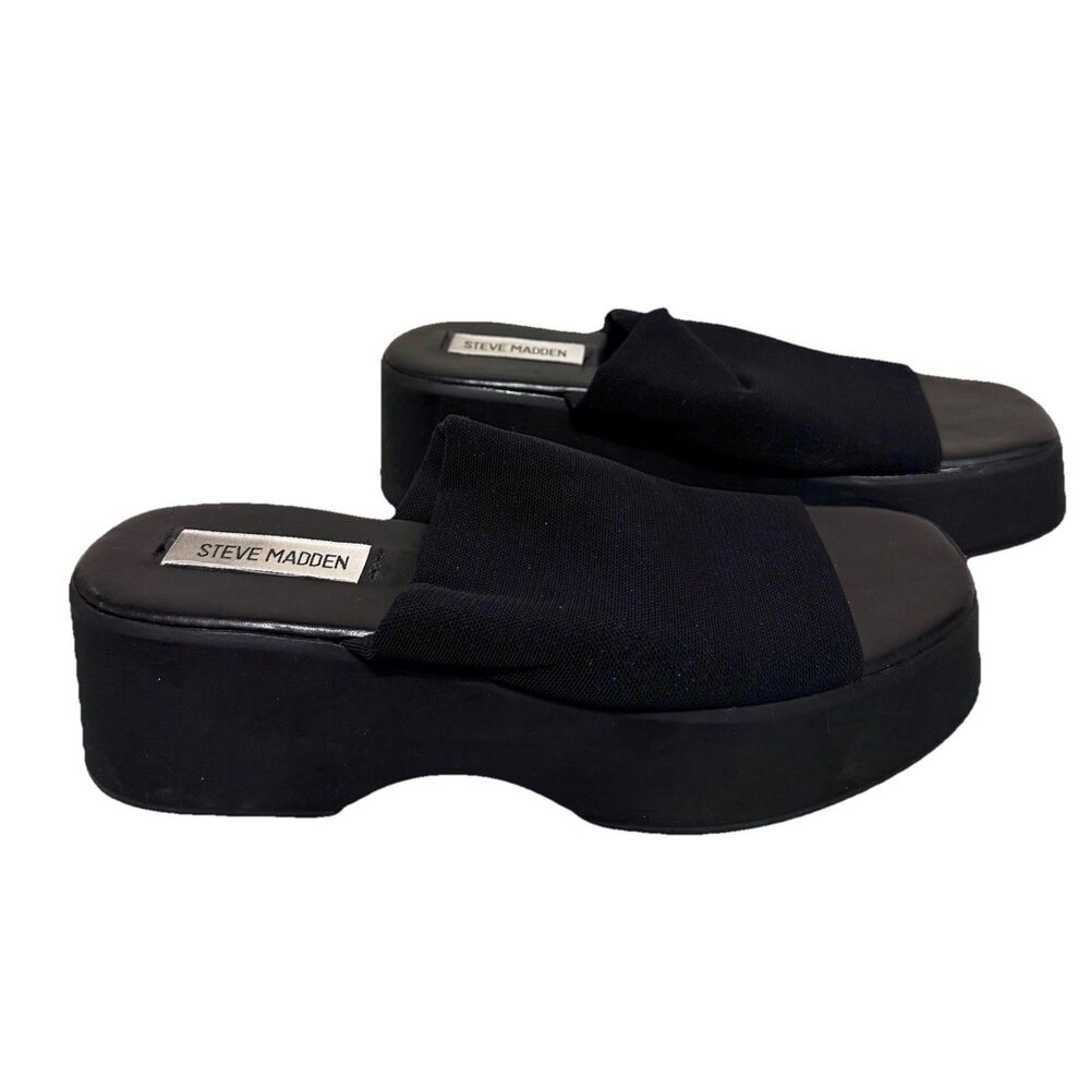 steve madden slinky30 Black Platform Sandals -size 7 90s Y2K
